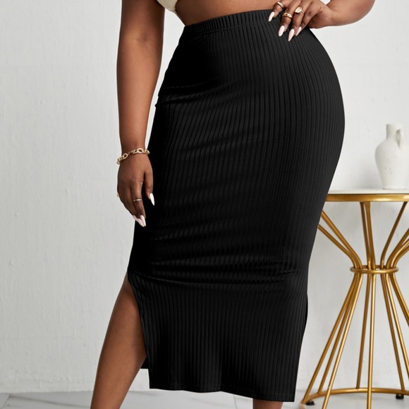 3/$10 SALE Split Hem Rib-knit Pencil Skirt NWOT - Picture 1 of 2